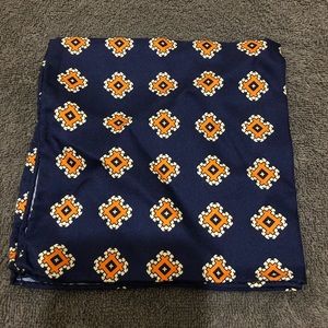 Navy/orange geo print pocket square